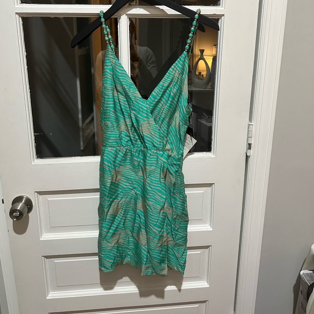 VIX PAULA HERMANNY Chic Green Striped Mini Dress